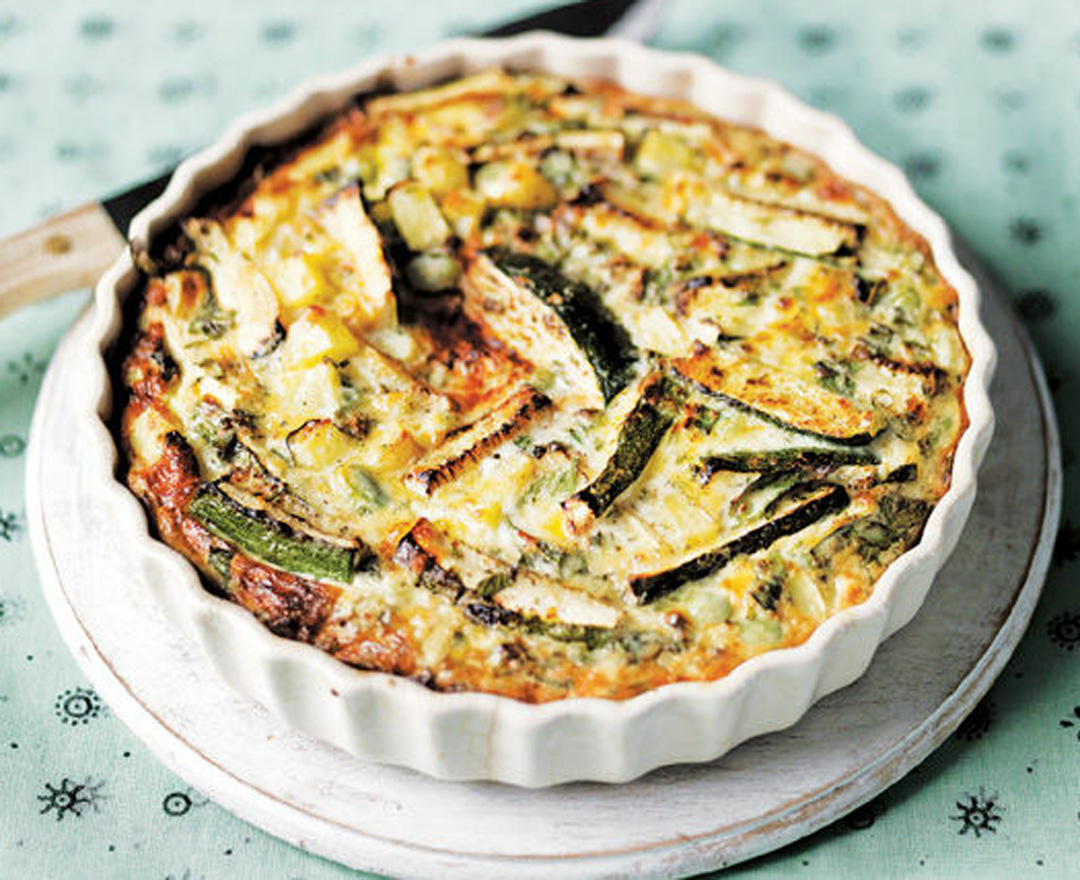 How to Make Crustless Courgette and Broad Bean Quiche - Healthy Recipe