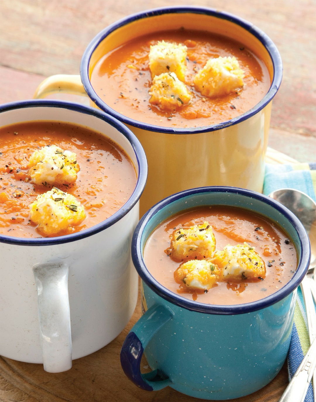 Pumpkin and Tortellini Soup with Feta Cheese Croutons Recipe - Healthy ...